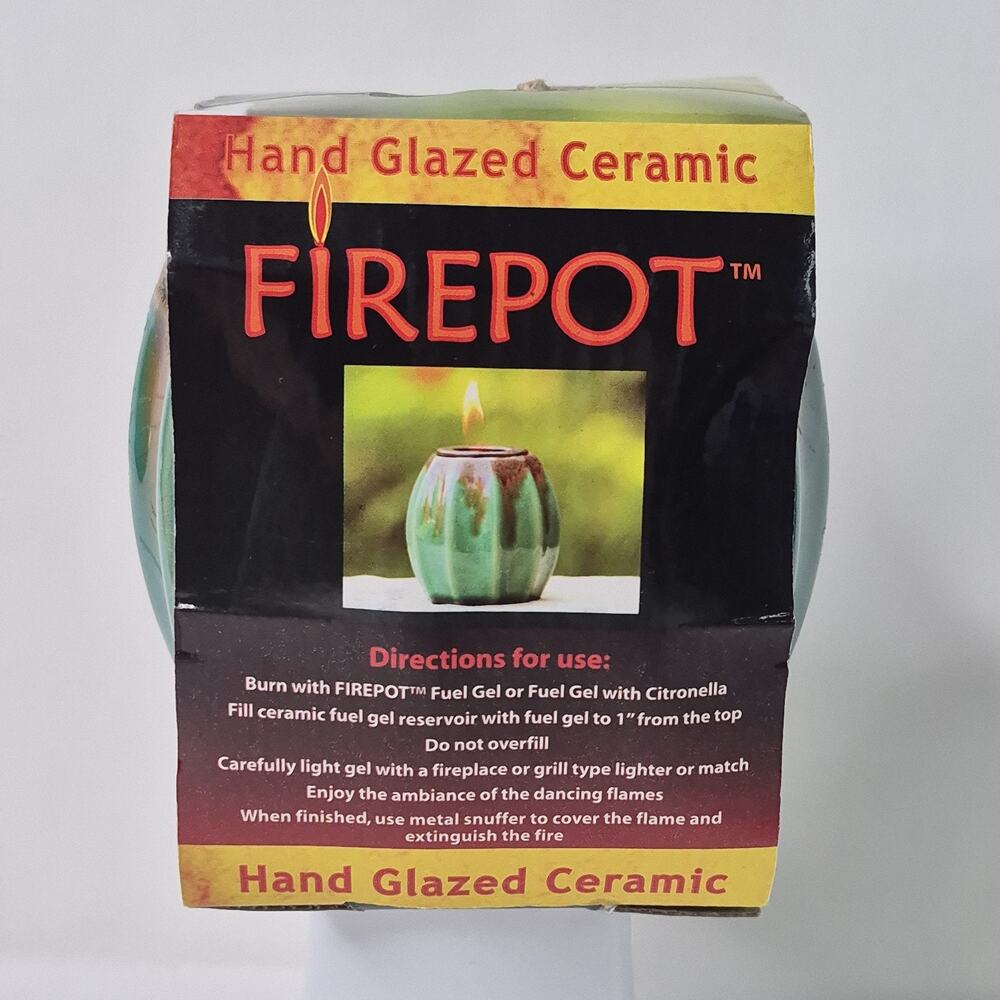 Bird Brain Hand Glazed Ceramic Solid Gel Firepot Outdoor Bowl w/ Ring Snuffer